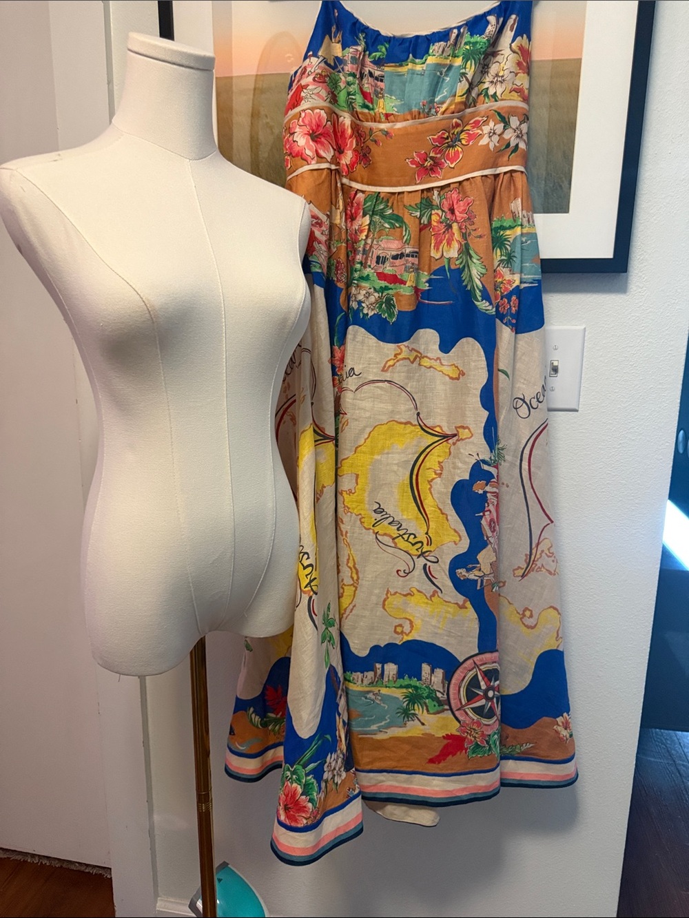 [White Lotus] NWOT
ZIMMERMANN Alight Picnic Linen Midi Dress Nautical Map AU3 L - Picture 12 of 14